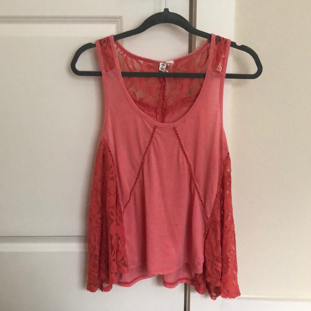 Coral Lacy Loose Fitting Tank
